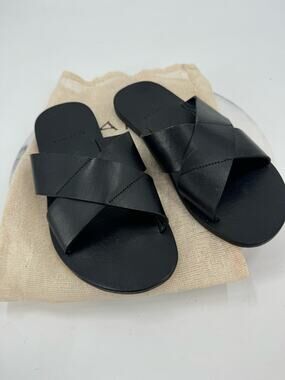 by James Black leather Slides Sandals